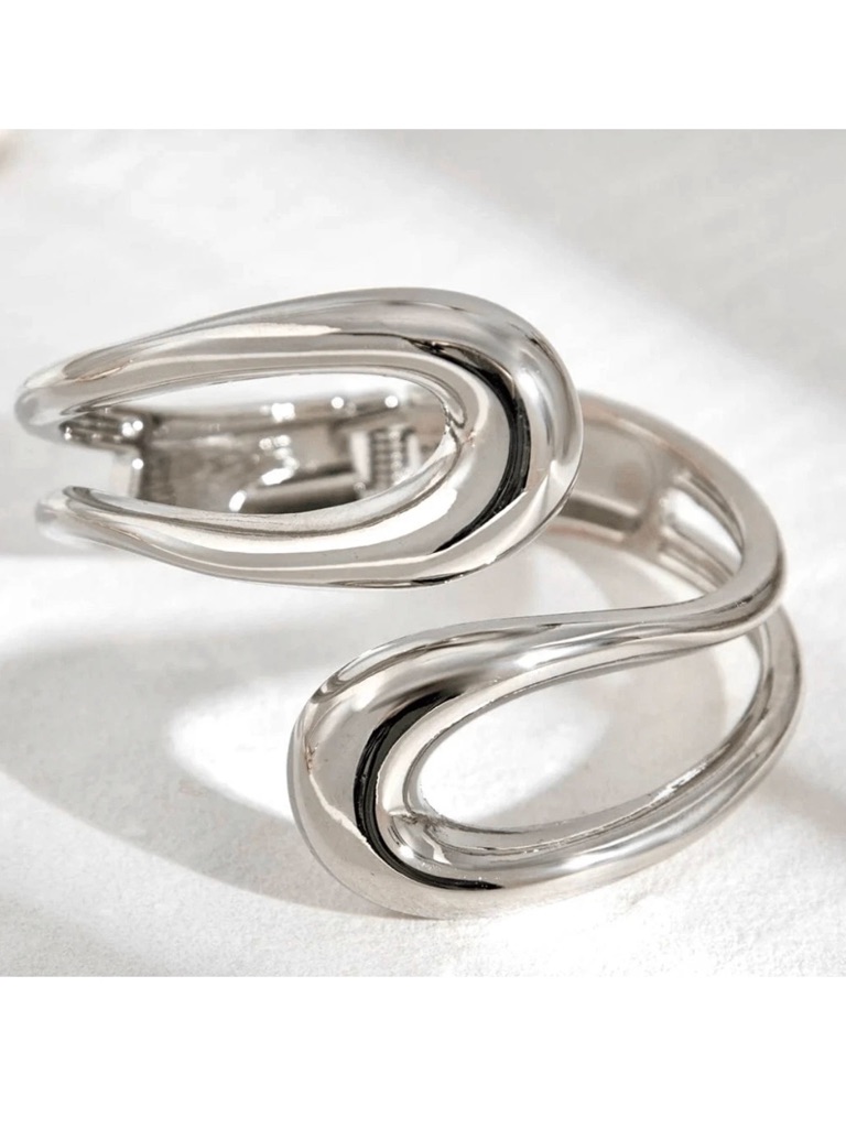 Nwt Gorgeous Natasha Silver Tone Chunky Twisted Cuff Hinge Bangle Bracelet 54$